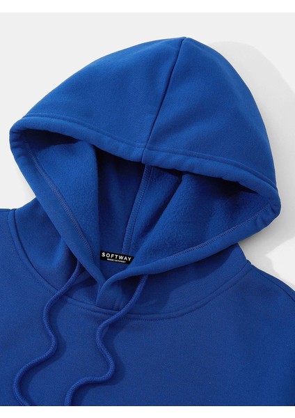 You Are Baskılı Kapüşonlu Içi Yumuşak Polarlı Oversize Sweatshirt - Saks Mavisi