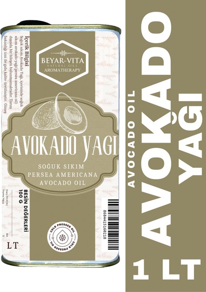 Avokado Yağı, 1 Litre , teneke ambalaj