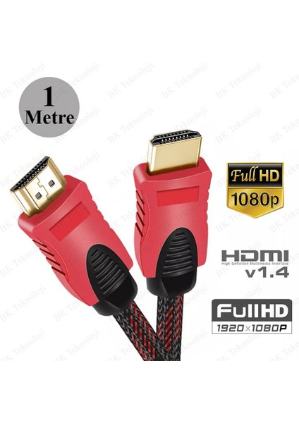 Yüksek Kalite Full Hd 3D Örgülü HDMI Kablo - 1 Metre