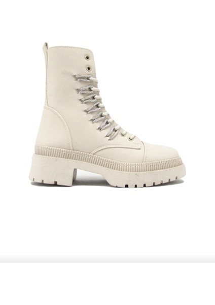 23BK158.9075 Bej Fermuarlı Yüksek Taban Kadın Postal Bot