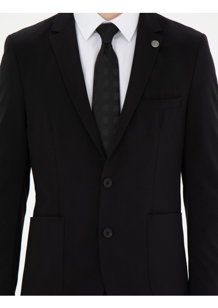 Erkek Siyah Esnek Fit Blazer Ceket 50287775-VR046