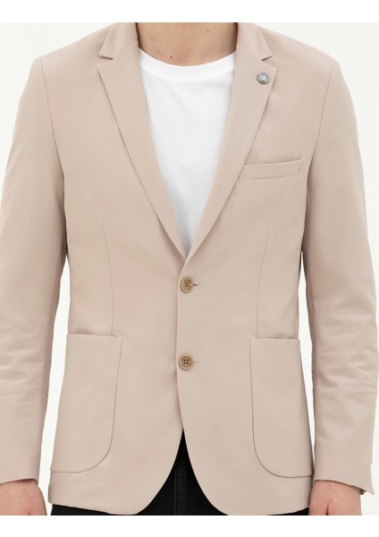Erkek Bej Esnek Fit Blazer Ceket 50287775-VR011