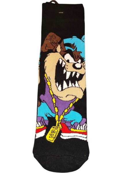 Tazmanya Canavarı Desenli Unisex Soket Çorap