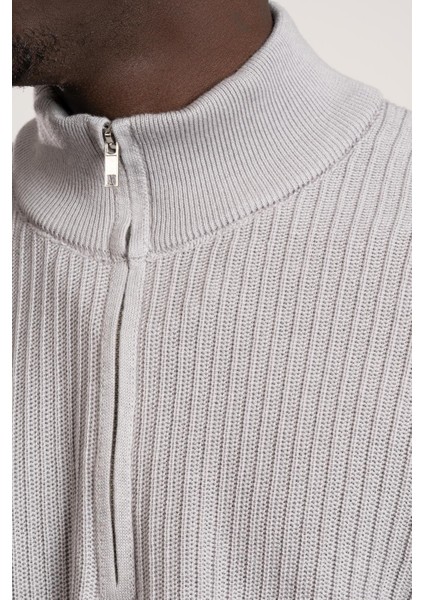 Fbı Fermuarlı Balıkçı Kendinden Çizgili Örgülü Likralı Slimfit Triko Kazak fırsatları