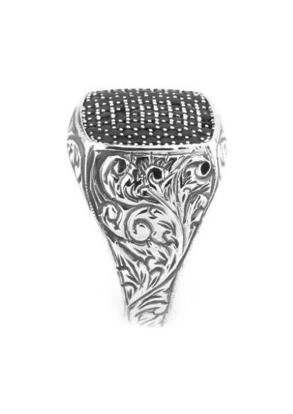 Siyah Zirkon Taşlı Kalem Işi Erkek Yüzüğü modelleri