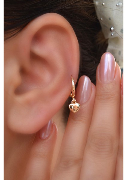 Bombeli Kalp Sallantılı Halka Küpe Helix Kıkırdak Lob Küpe 1 Adet