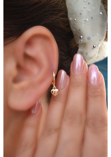 Bombeli Kalp Sallantılı Halka Küpe Helix Kıkırdak Lob Küpe 1 Adet modelleri