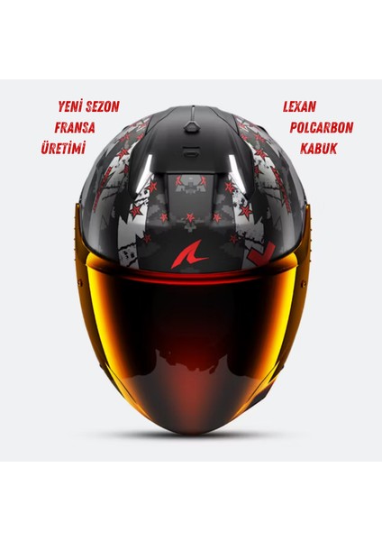 Skwal I3 Jet Hellcat Stop Lambalı ve Sis Farlı Açık Kask (Dar Kalıp) modelleri