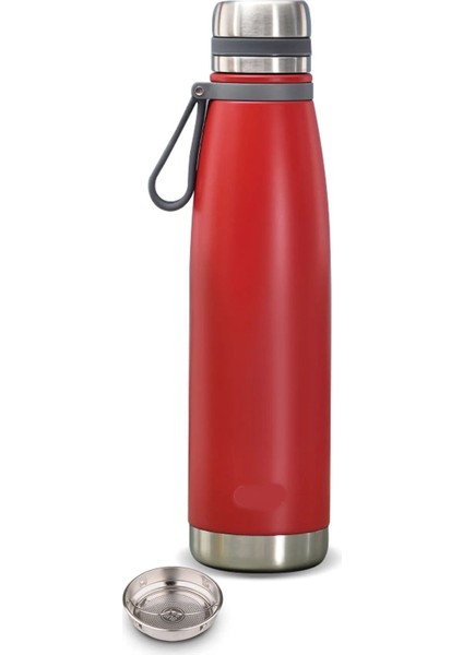 Çift Kat Paslanmaz Çelik Bardaklı 850 ml Taşıma Şeritli Termos Kamp Bebek Mama TERMOSU-8691