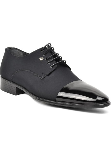 Ayakmod Siyah Saten-Siyah Rugan Erkek Klasik Ayakkabı