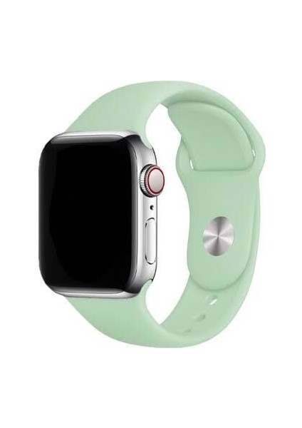 Apple Watch Kordon Düz Renk Silikon 38/40/41 mm Uyumlu Nane Yeşili