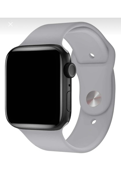 Apple Watch Kordon Düz Renk Silikon 42/44/45/49 mm Uyumlu Gri