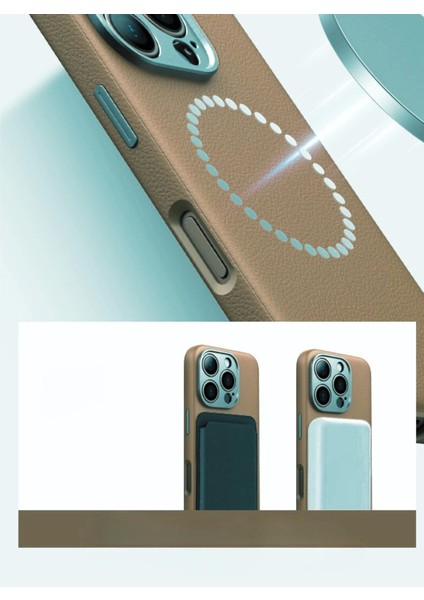 Apple iPhone 16 Pro Kılıf Güçlü Mıknatıs Magsafe Şarj Pu Deri Adora Kapak
