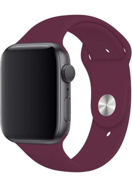Apple Watch Kordon Düz Renk Silikon 42/44/45/49 mm Uyumlu Mürdüm