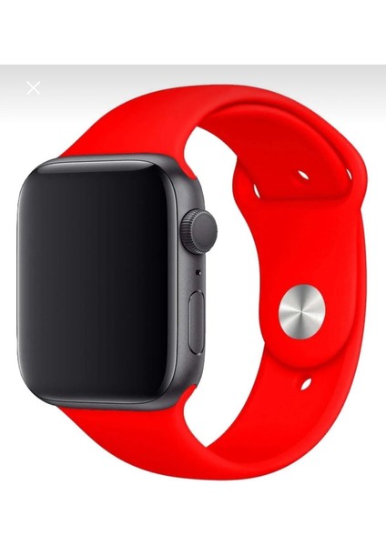 Apple Watch Kordon Düz Renk Silikon 42/44/45/49 mm Uyumlu Kırmızı