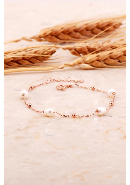 Inci Tek Sıra Rose Gümüş Bileklik 4743