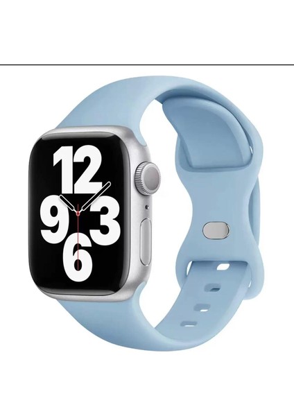 Apple Watch Mat Silikon Kordon 42/44/45/49 mm Uyumlu Mavi