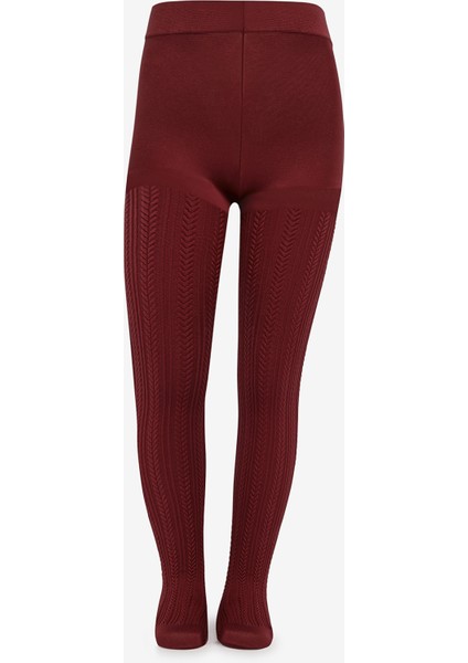 Pretty Knit Şarap Rengi Külotlu Çorap