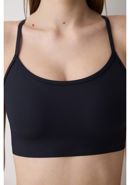 Ribbed Micro Bonding Siyah Üst