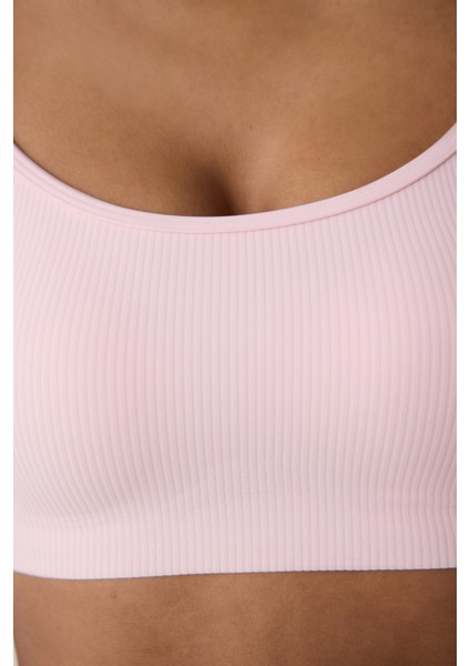Ribbed Micro Bonding Pembe Üst