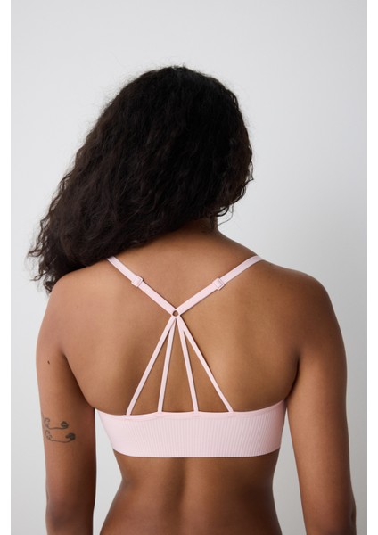 Ribbed Micro Bonding Pembe Üst