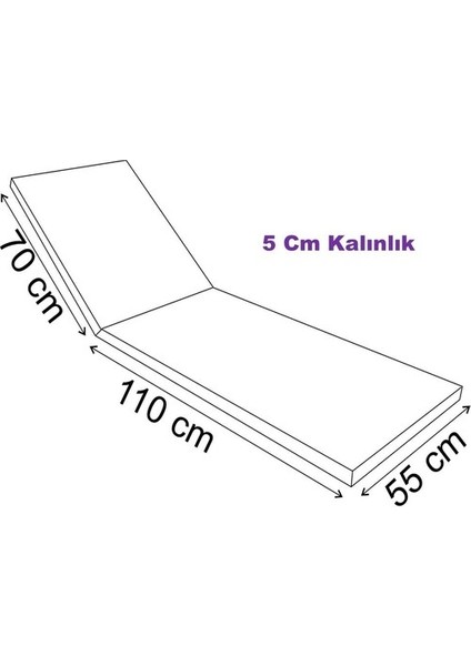 2 Ad Burgaz Adası Şezlong Minderi 180*55*5 cm Fermuarlı Impertex Kumaş