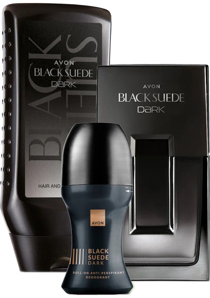 Black Suede Dark Erkek Parfüm Rollon ve Saç Vücut Şampuanı Paketi