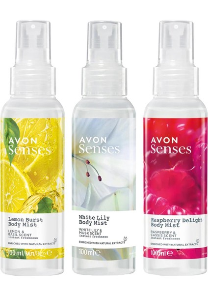Senses Raspberry Delight Lemon Burst ve White Lily Vücut Spreyi Paketi