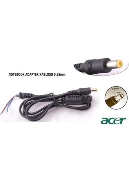 Nvd-Yd5 5,5mm 1,7mm Acer Düz Uç Adaptör Tami̇r Kablosu 5.5x1.7mm 5,5*1,7 dc kablo