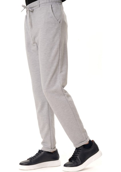 Erkek Gri Slim Fit Lastikli Jogger Pantolon