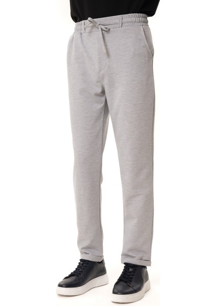 Erkek Gri Slim Fit Lastikli Jogger Pantolon