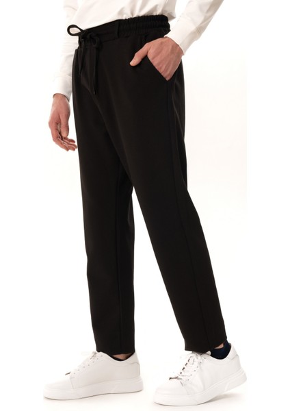 Erkek Siyah Slim Fit Lastikli Jogger Pantolon modelleri