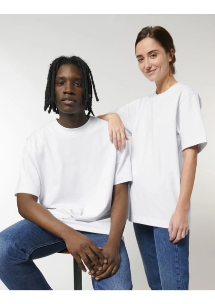 Unisex Bisiklet Yaka Oversize T-Shirt Basic