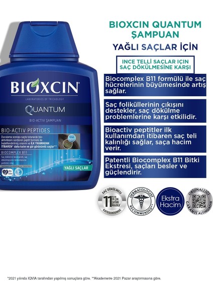 Quantum Yağlı Saçlar Için Şampuan 300 ml - 3 Al 2 Öde 2 Adet