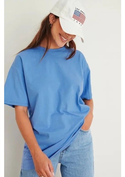 Bisiklet Yaka Oversize T-Shirt Basic
