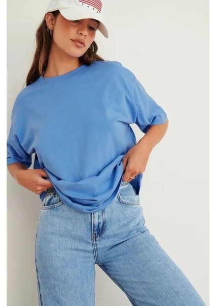 Bisiklet Yaka Oversize T-Shirt Basic fiyatları