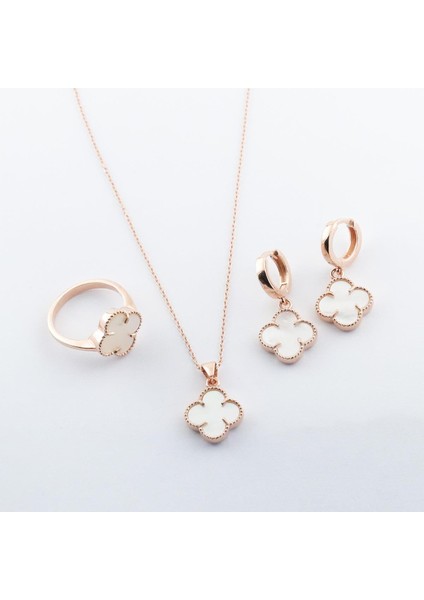 Ikonik Alhambra Sedef Taşlı Rose Gold Kaplama Gümüş Set fiyatları