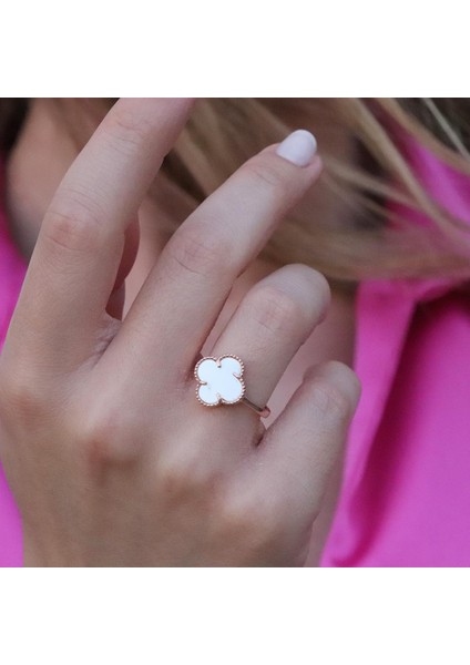 Ikonik Alhambra Sedef Taşlı Rose Gold Kaplama Gümüş Set modelleri