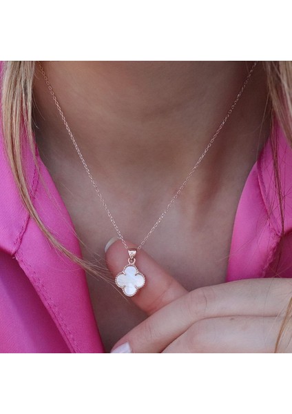 Ikonik Alhambra Sedef Taşlı Rose Gold Kaplama Gümüş Set indirimleri