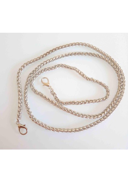 Çanta Aksesuar Gümüş Renk Örgü Model Çanta Zinciri (120 cm )