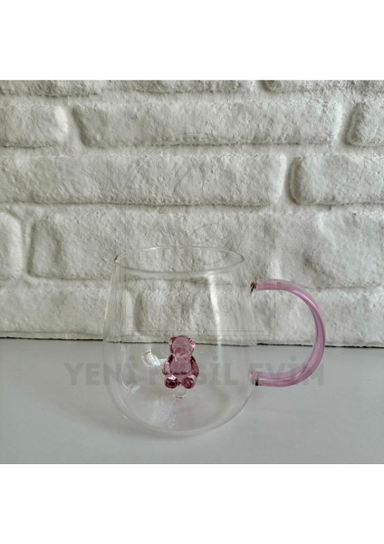 Yeninesilevim Içi Üç Boyutlu Renkli Hayvan Figürlü Tombul Cam Kupa Bardak 350 ml