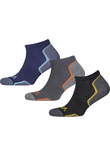 Fonksiyonel Patik Çorap 3'lü Paket Siyah-Füme-Lacivert 40-44