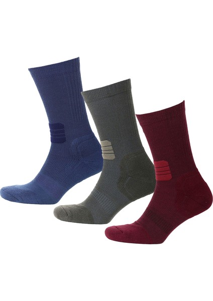 Active Çorap Unisex 3'lü Paket Bordo-Haki-Lacivert