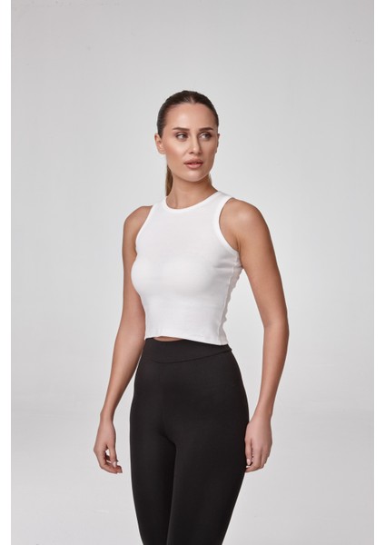 Kadın Kolsuz Crop Body Fit Kalıp