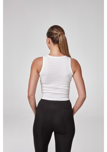 Kadın Kolsuz Crop Body Fit Kalıp