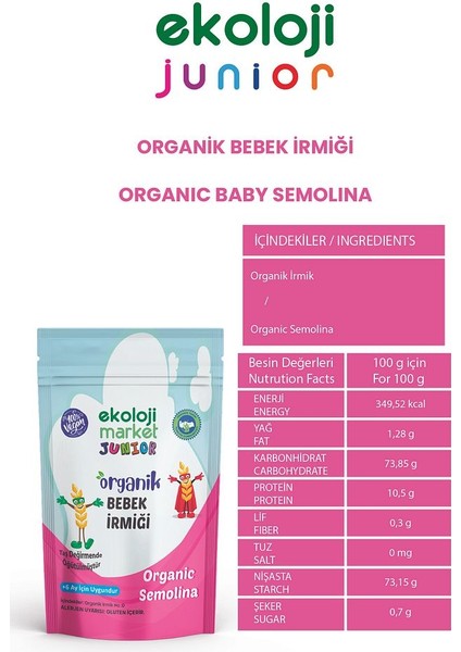 Organik Bebek Irmiği 250 gr 3 Lü Paket Organic Baby Semolina 250 gr 3 Pack modelleri