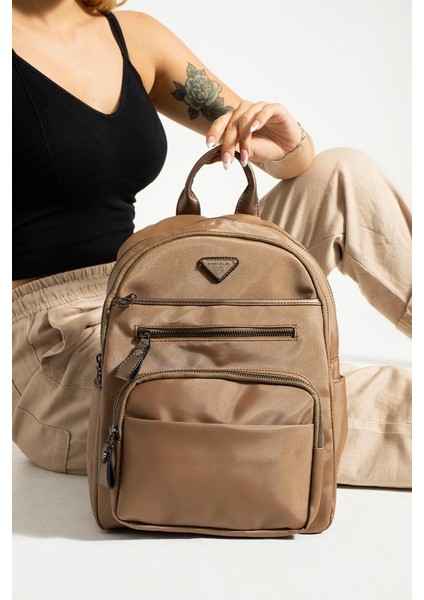 Saten Kumaş Kadın Sırt Çantası 35*25 cm Yağmur Itici Kumaş Mega Bag Günlük Kullanıma Uygun