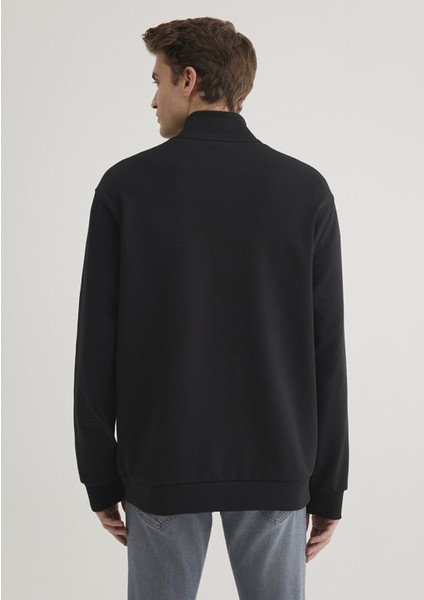 Yarı Fermuarlı Siyah Sweatshirt 0S10331-900 fırsatları