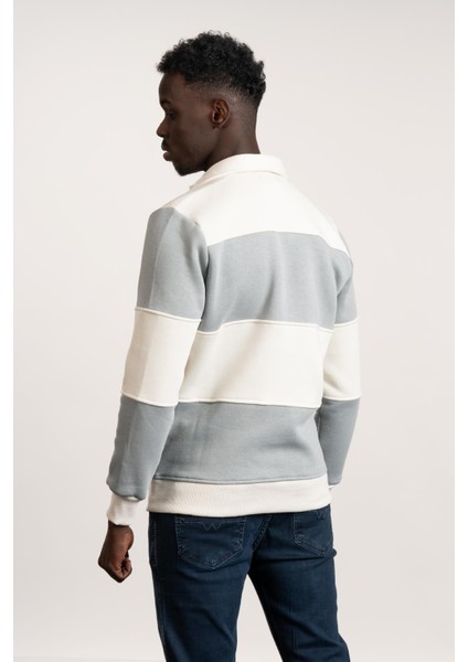 Fbı Polo Yaka Kalın Çizgili 3 Iplik Içi Şardonlu Slimfit Sweatshirt modelleri