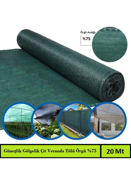 Bahçe Çit Fileli Örtü Güneş Koruyucu Gölgelik 100X2000 cm